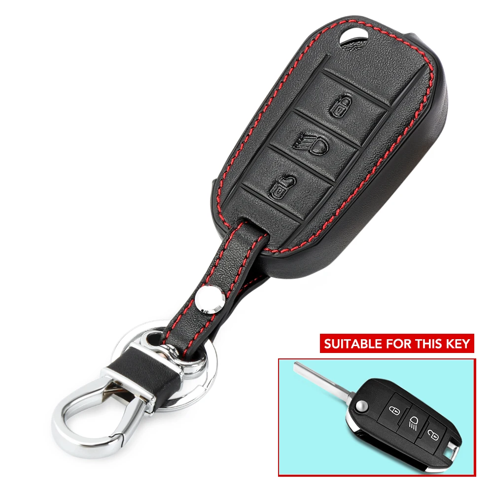 Кожаный чехол книжка для автомобильного ключа Citroen C4 CACTUS C5 C3 C4L Peugeot 508 301 2008 3008