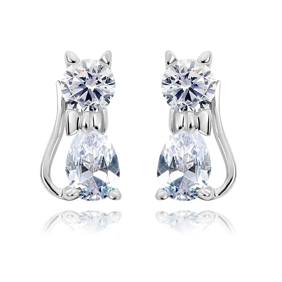 Женские серьги гвоздики из серебра 925 пробы с фианитом|cz stud earrings|stud earrings925 sterling |