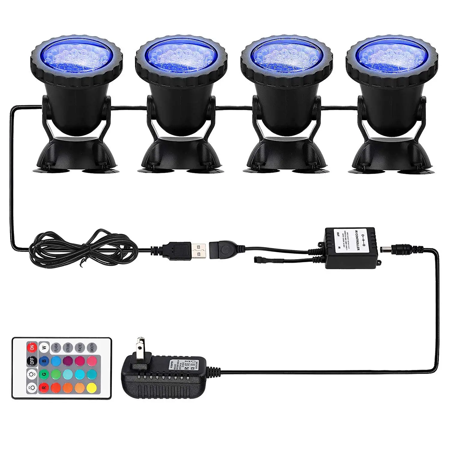 

Pond Light Underwater Submersible Lights 4 Pack Multi-color Dimmable Aquarium Light Landscape Lamp Swimming Pool Fountain