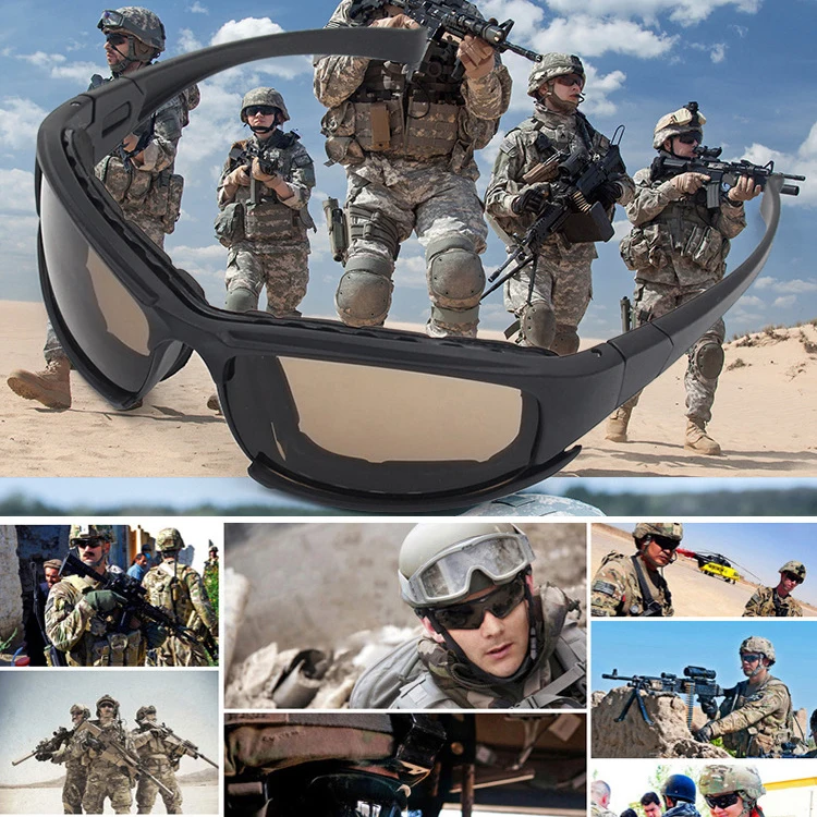 Тактические очки, военные очки, армейские солнцезащитные очки с 4 линзами, оригинальная коробка, мужские очки для стрельбы, Gafas