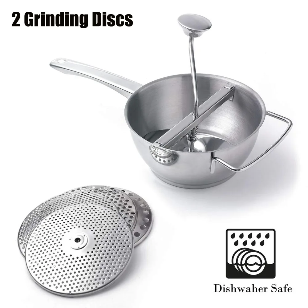 

Stainless Steel Fruit Vegetables Grinder Kitchen Tool High Quality Food Mixer with 2 Milling Discs Dishwasher Safe