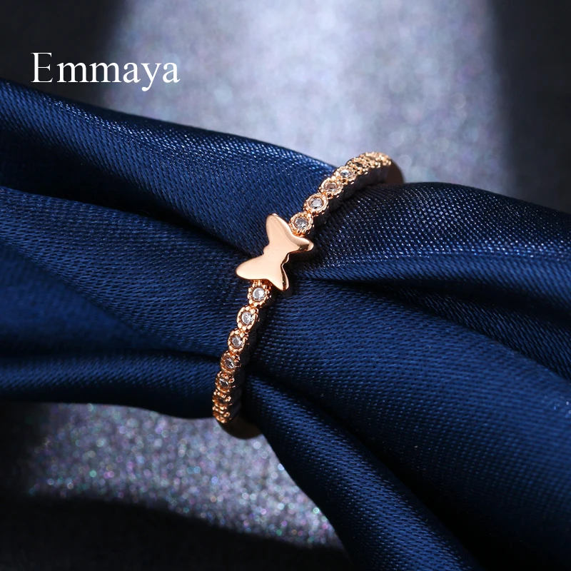 Emmaya великолепный стиль в форме бабочки для женщин и девочек розовое золото AAA циркон романтическое кольцо темперамент Элегантность Свадьба