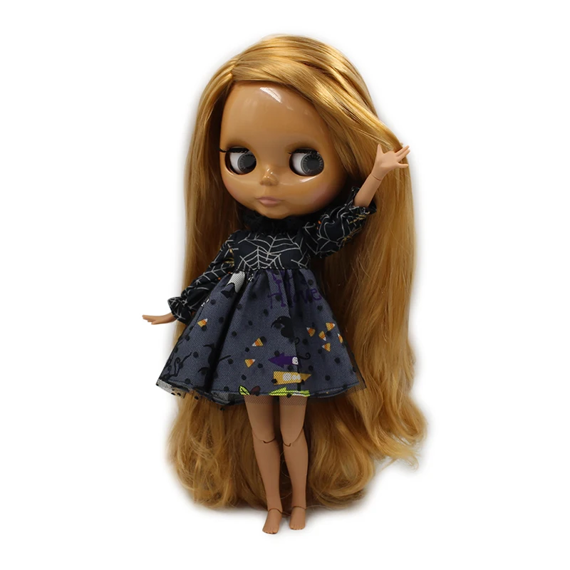 Кукла ICY DBS Blyth коричневые золотые волосы боковая сторона разделяющая темную кожу