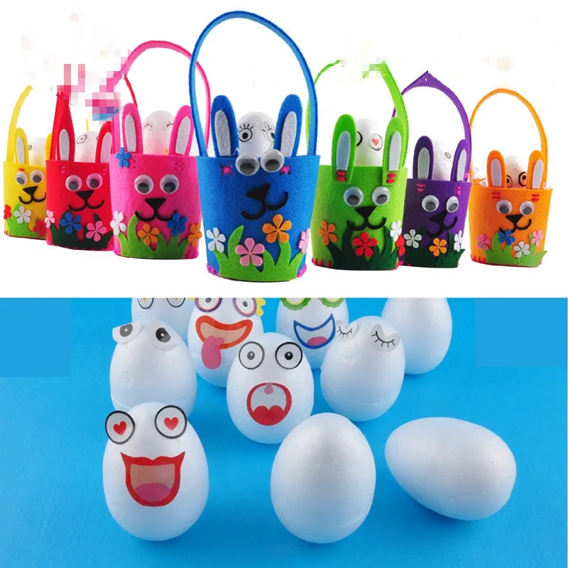 

Easter Basket Handmade Felt DIY Craft Easter Decoration 3 Color DIY Easter Eggs Russian Free Shipping Bunny Ornaments