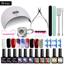 BUKAKI 1 набор французский телесный цвет лак для ногтей уф-гель светодиодный светильник гибридный гвоздь кошачий глаз изменение температуры цвет гель лак для ногтей наборы