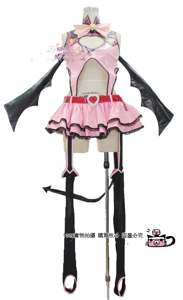 

Leather custom!!Anime Vocaloid Snow Miku Miku Future Cosplay Little devil Cos Full Set Quadratic Halloween Cosplay Costume
