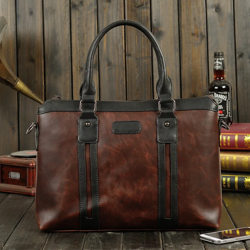 Мужская Crazy Horse кожаный портфель горизонтальные Сумки на плечо Crossbody сумка