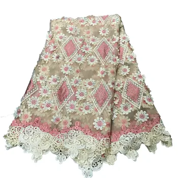 

High Quality Nigerian Lace Fabrics 2018 With Stones African French Net Lace Fabric Embroidered Tulle Mesh Lace Yellow H518-1