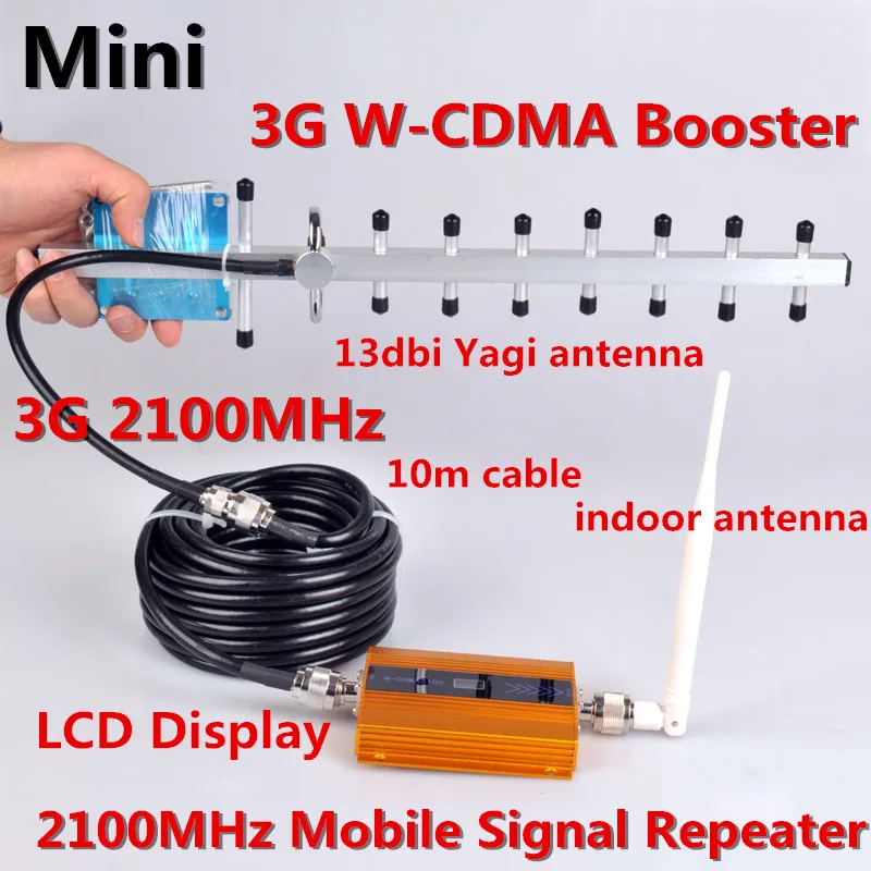 

13dBi Yagi Antenna + 2100MHz 3G WCDMA Mobile Phone Signal Booster 3G Repeater 2100 UMTS WCDMA Signal Amplifier With Lcd Display