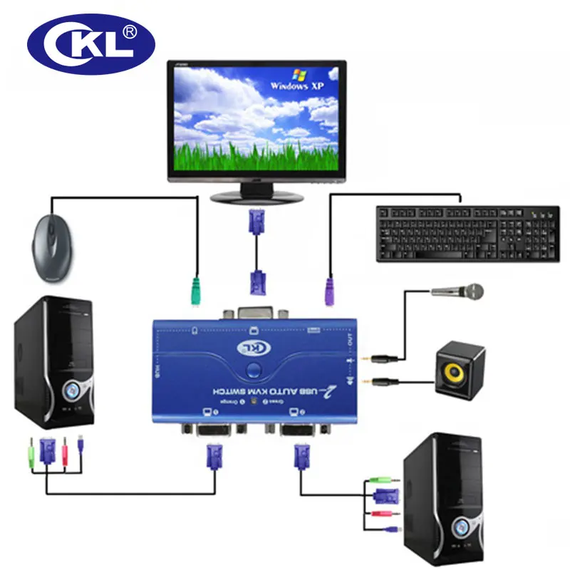 KVM коммутатор с 2 портами USB 0 VGA поддержкой кабель Автосканирование монитор ПК
