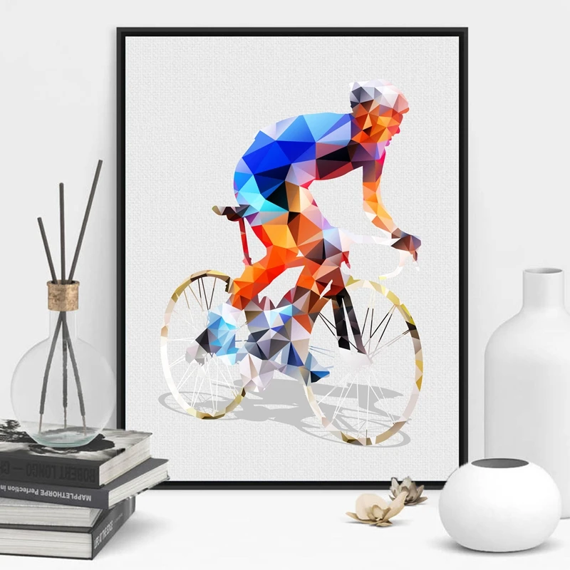 Cuadro de arte abstracto geom trico poligonal para ciclistas cuadros de pared impresos p ster de