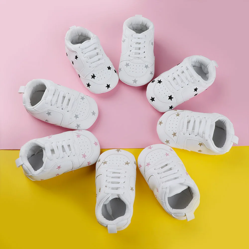 Little Kid Baby Girl First Walkers Shoes Princess Embroidery With Star