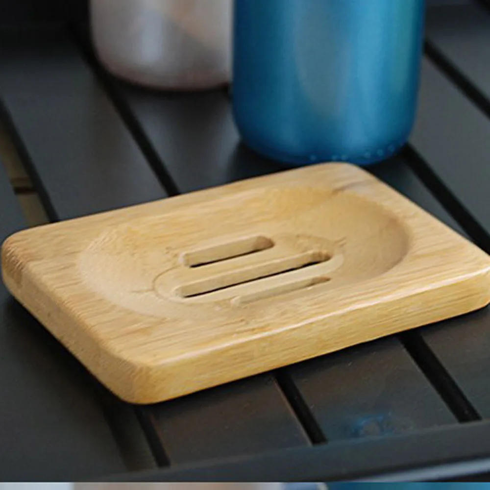 

Natural Bamboo Wood Bathroom Shower Soap Tray Dish Storage Holder Plat Shower Plate Bathroom Natural Bamboo Wooden #3$