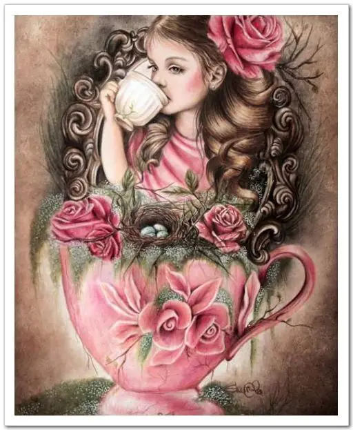 

14/16/18/27/28 The Girl in the Cup Needlework,Oil Painting Cross stitch Handmade DIY,DMC,Cross-stitch kits,For Embroidery
