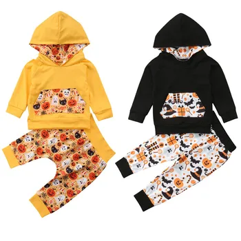 

baby girls spring autumn clothing sets 2019 new Halloween cotton Hooded Tops outerwear+pants clothes sport suit for newborn girl