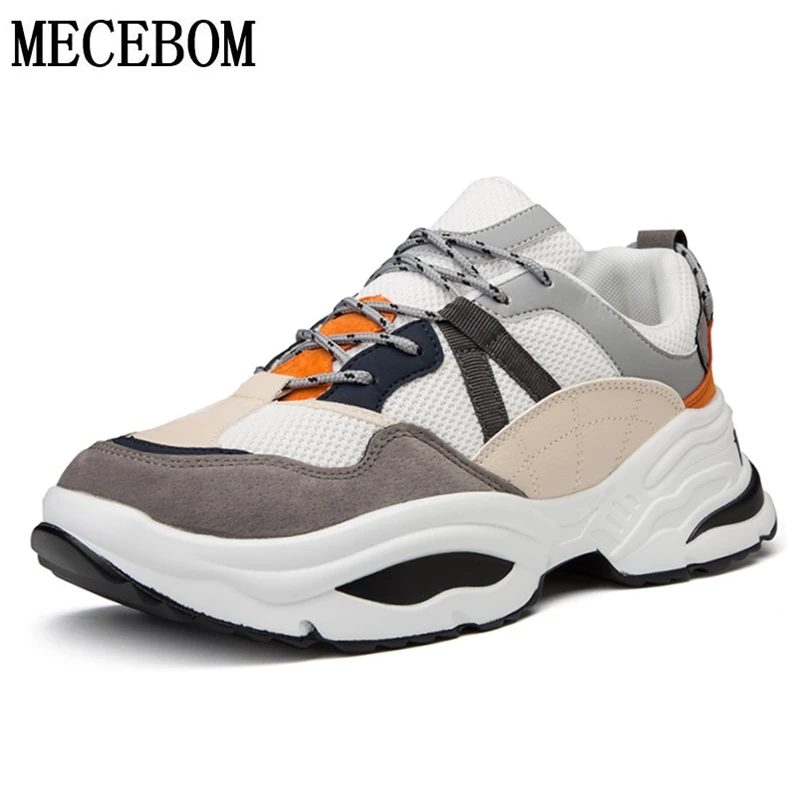 

Men's Casual Shoes New Patchwork Men Chunky Sneakers Mesh Breathable Thick Sole Shoes For Male 035m