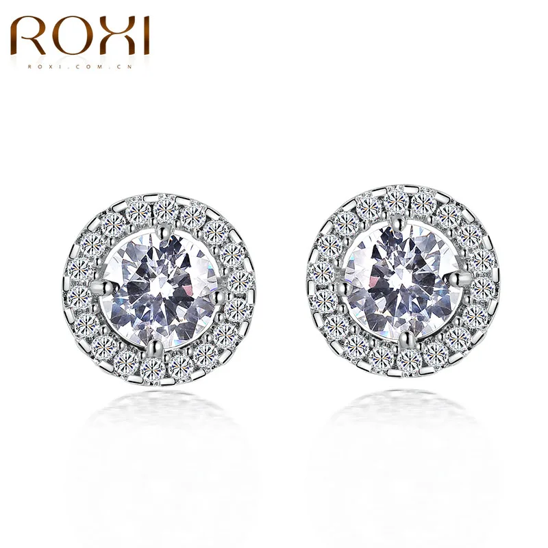 ROXI Classic Sliver Color Earrings AAA+ Cubic Zirconia Stud Earring
