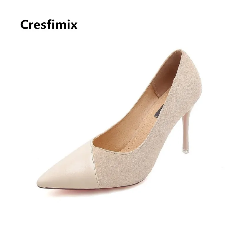 

Cresfimix women fashion comfortable spring & summer slip on high heel pumps lady casual office high heel shoes cool shoes a3051