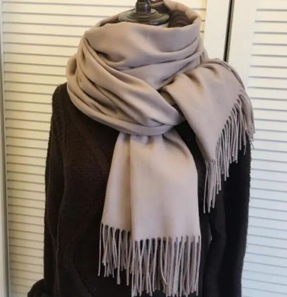 200 см* 70 см зимние шарфы больших размеров, Простые Модные теплые шарфы унисекс, сплошной Кашемировый Шарф, Шаль из пашмины для женщин и мужчин - Цвет: Коричневый
