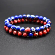 Brazalete de piedra azul Imperial para parejas, pulsera Vintage para hombres, piedra Natural de moda, Yin Yang, pulseras de cuentas de fuego SB75