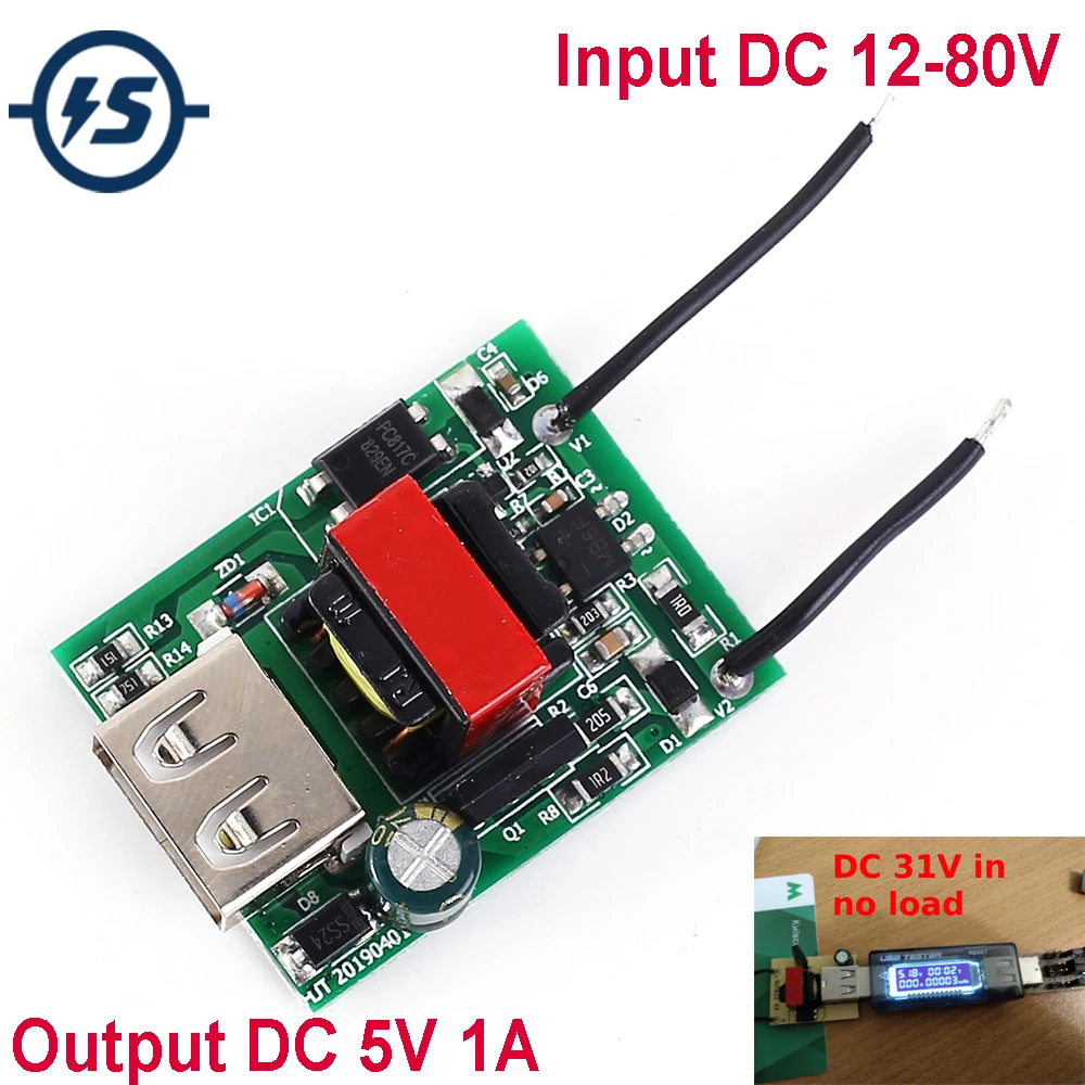 3 шт. 12 В 24 в 36 в 48 в 72 В до 5 В 1A USB DC понижающий изолированный модуль питания понижающий преобразователь стабилизатор