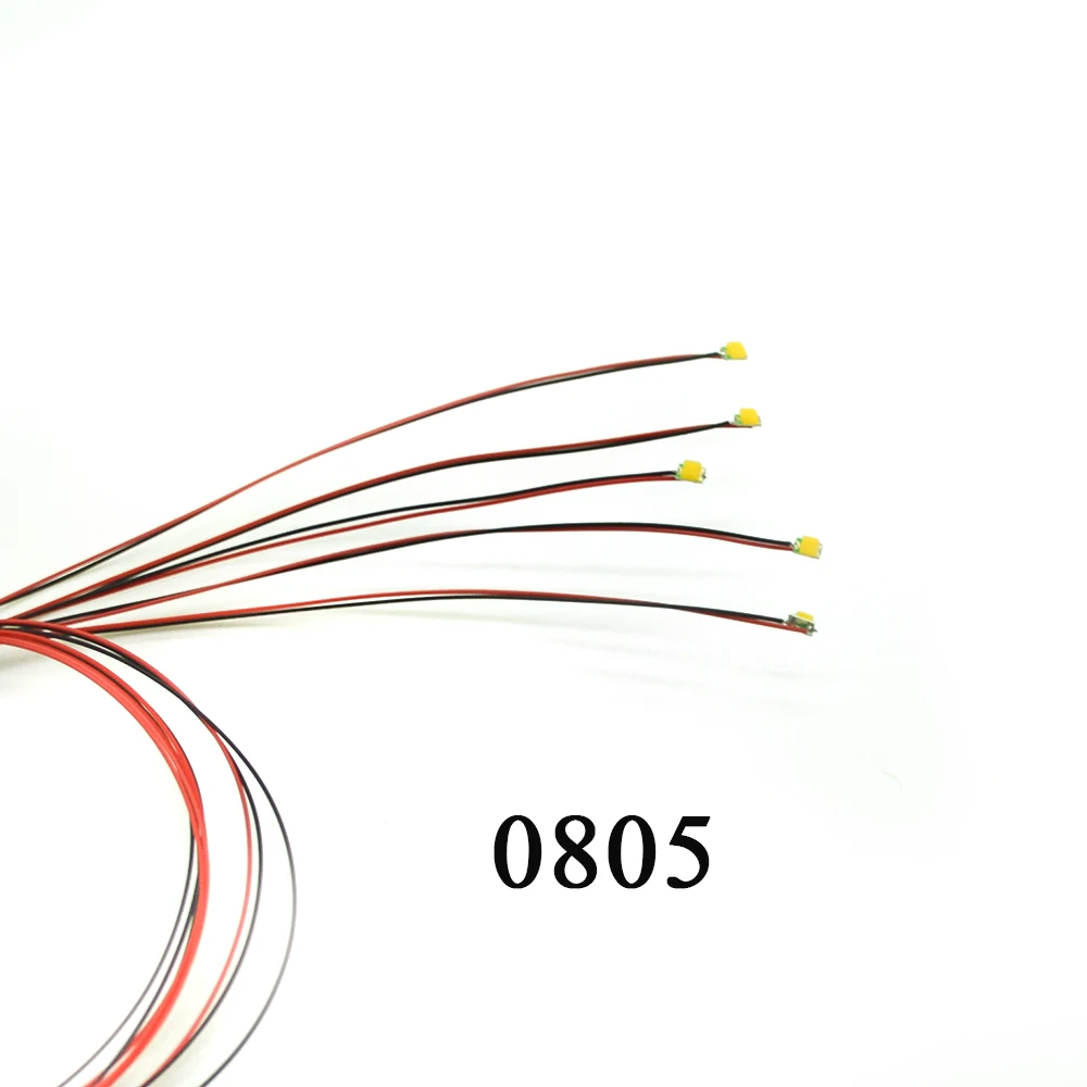 

100pcs 0805 SMD model train HO N OO scale Pre-soldered micro litz wired LED leads 20cm wires