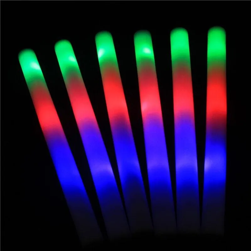 30pcs/Lot Multicolor Changing Led Foam Sticks 48CM Light Glow Batons Soft Rally Save Light