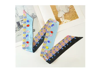 

Flower Jewel Print Fashion Lady 100% Pure Silk Riband Girl Scarves Bags Skinny Scarf Ribbon Hair Neck Wrist Choker ZSBD143