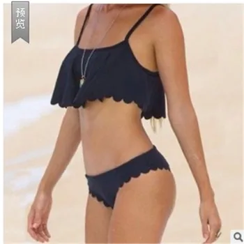 

Black Sexy Bikini Bather Women Swimsuit Solid Push Up Swimwear Tassels Brazilian Bikini Set Beach Bathing Suit Biquini