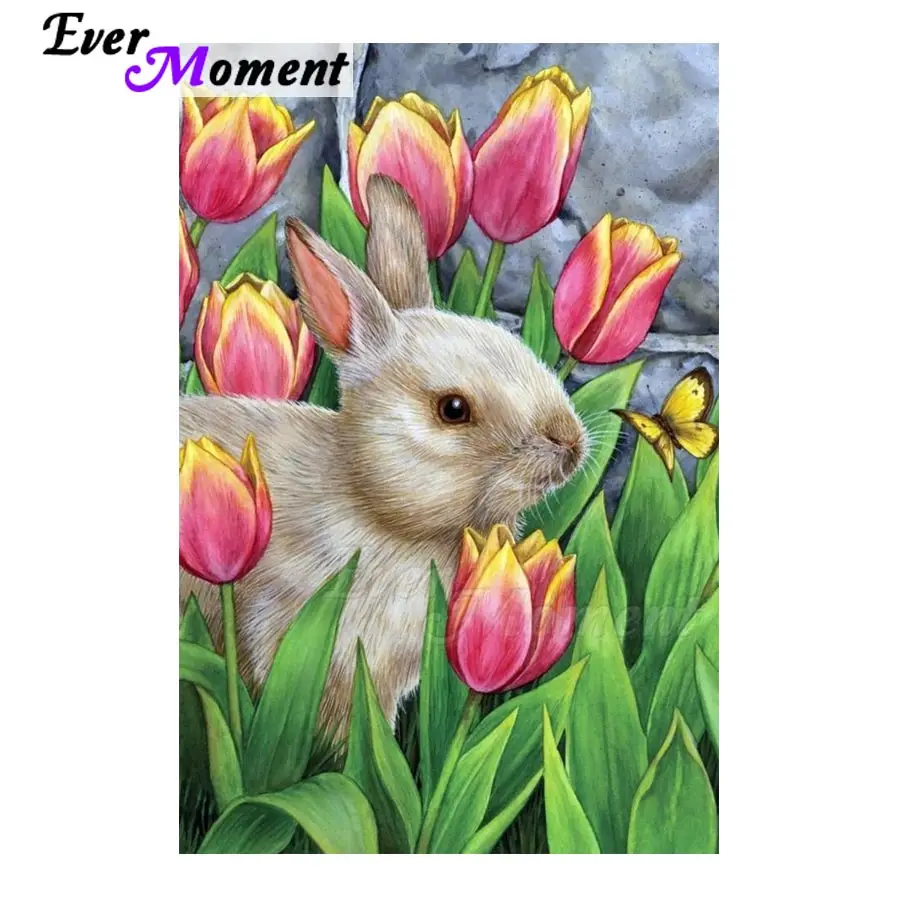 

Ever Moment Diamond Painting Picture Of Rhinestone Rabbit 5D DIY Full Square Drill Diamond Embroidery Decor For Home ASF1330