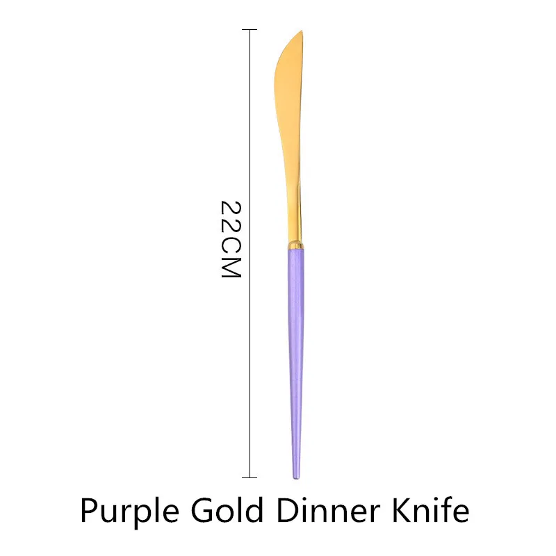 1 шт. столовый набор столовых приборов, ножи, вилки, ложки, Западная кухня, столовая посуда из нержавеющей стали, домашние вечерние столовые приборы, набор посуды - Цвет: Purple Gold Knife