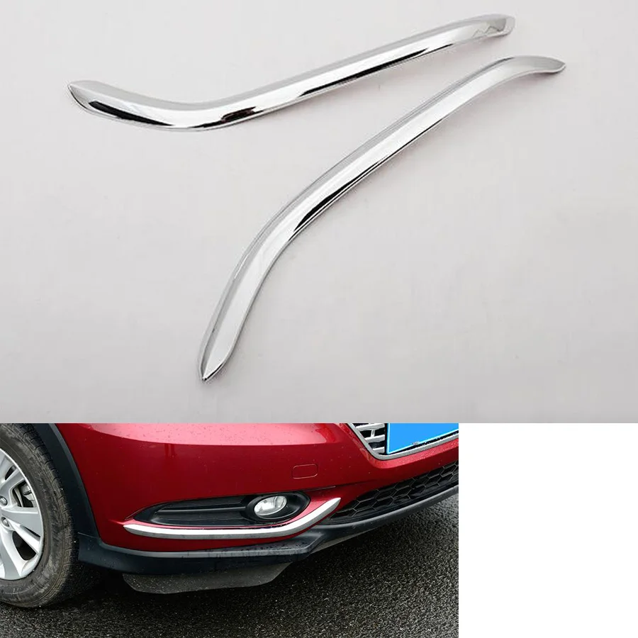 Front Fog Lamp Fog Light Eyelid Cover Trim ABS 2PCS For Honda Vezel HR-V 2014-17