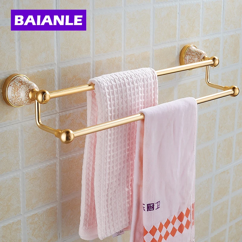 Free Shipping Double Towel Holder, Towel Rack Space Alumnium & ceramics