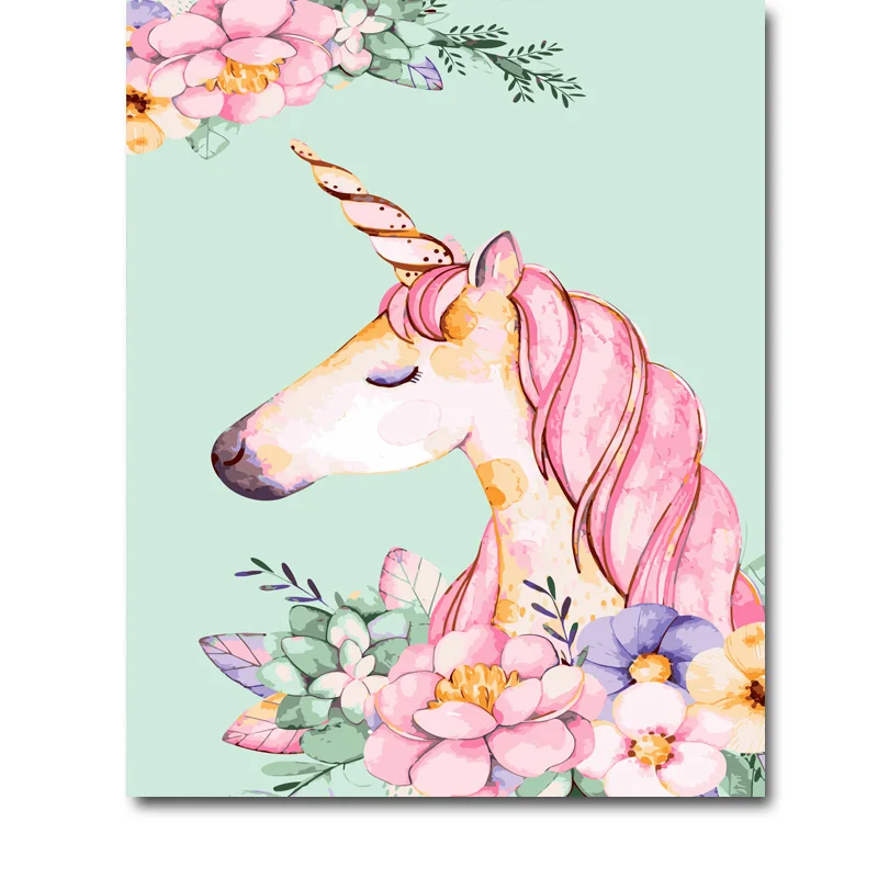 

DIY Painting By Numbers Hand Paint Abstract unicorn Oil Pictures Pink Flower Kits Coloring Drawing Living Room Home Decor