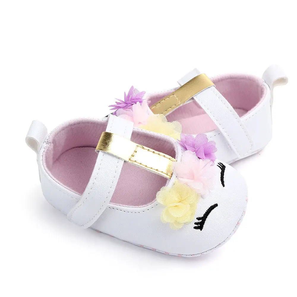 Г. Новые ботинки единорог с цветочным рисунком для маленьких мальчиков и девочек обувь из PU искусственной кожи обувь с мягкой подошвой для кроватки весна-осень от 0 до 18 месяцев
