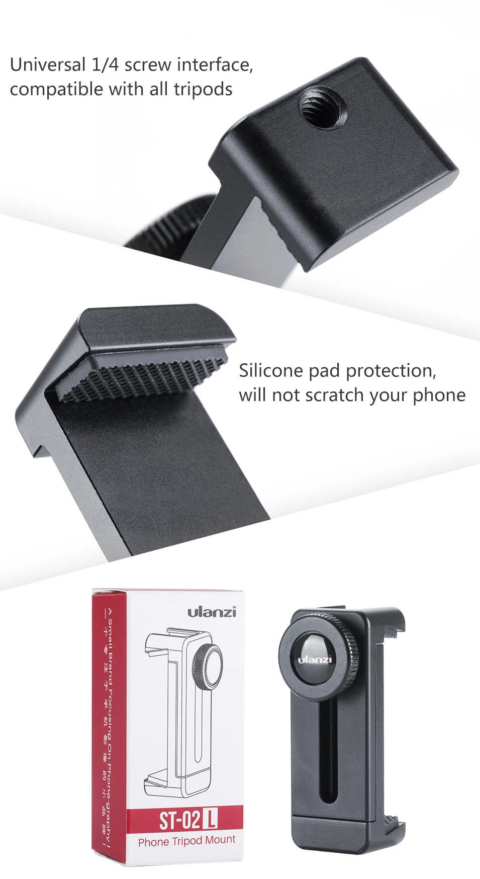 Ulanzi адаптер для крепления штатива сотового телефона с холодным башмаком, металлический адаптер для штатива телефона с винтом 1/4 дюйма, совместимый с iPhone Xs Max XR 8