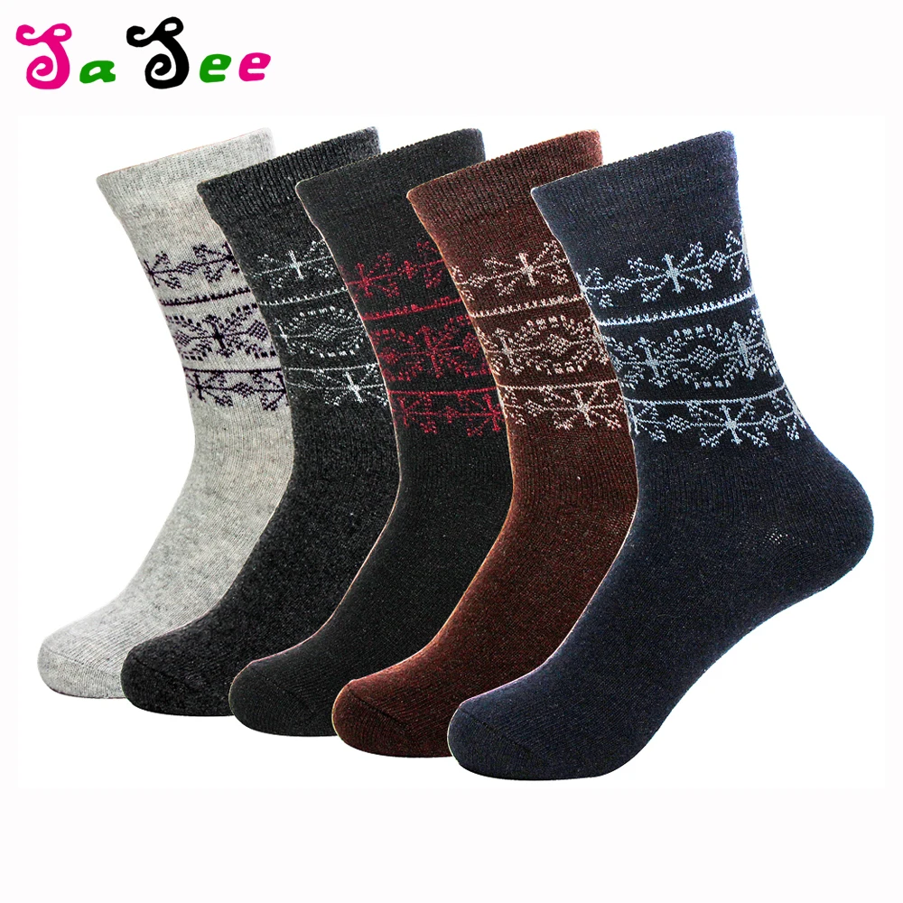 

1 Pairs Fashion Rabbit Wool Socks Men Autumn Winter Warm High Quality Meias Classical Geometric Retro Pattern Cotton Happy Socks