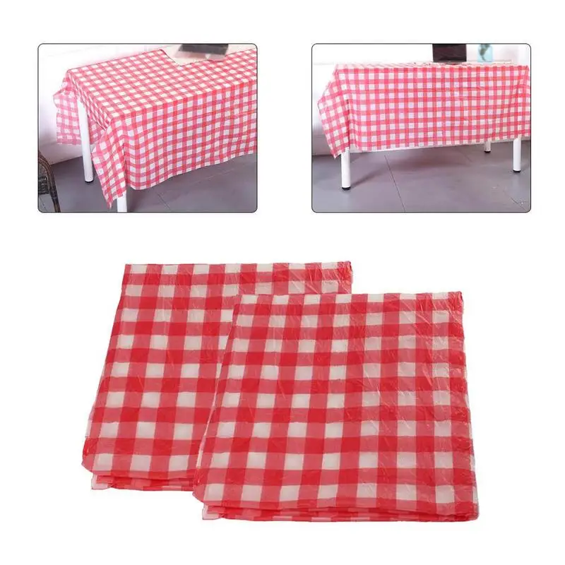 Buy Red Plaid Tablecloth 180*180cm Plastic Disposable