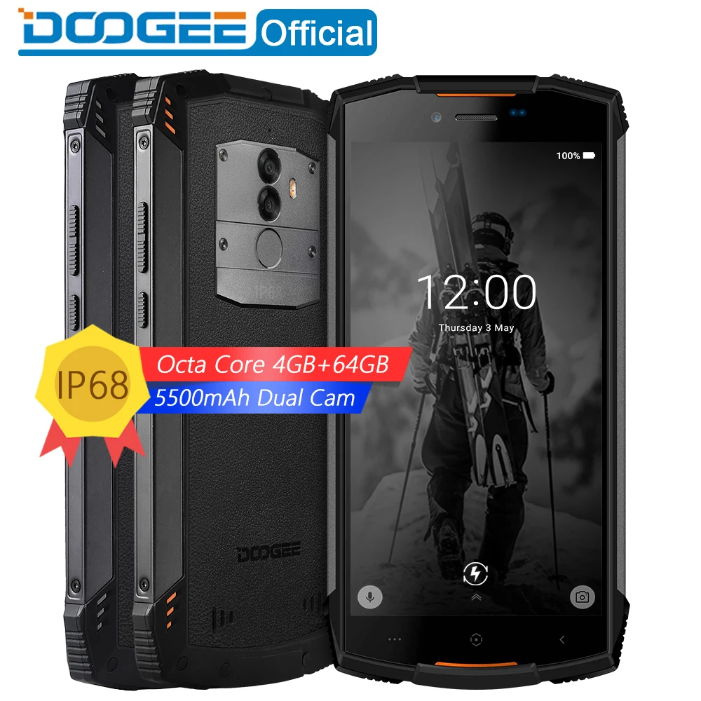 Настоящее IP68 DOOGEE S55 водонепроницаемый смартфон 4 ГБ Оперативная память 64 ГБ Встроенная память 5500 мАч MTK6750T Octa Core 5,5 дюйма Android 8,0 Dual SIM 13.0MP Настоящее IP68 DOOGEE S55 водонепроницаемый смартфон 4 ГБ Оперативная память 64 ГБ Встроенная память 5500 мАч MTK6750T Octa Core 5,5 дюйма Android 8,0 Dual SIM 13.0MP