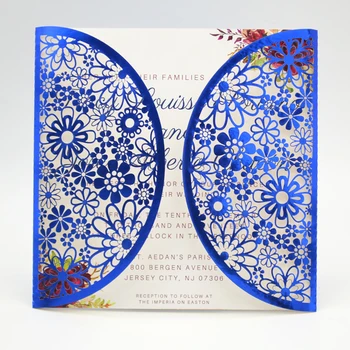 

laser cut luxurious flowers elegant wedding invitation card