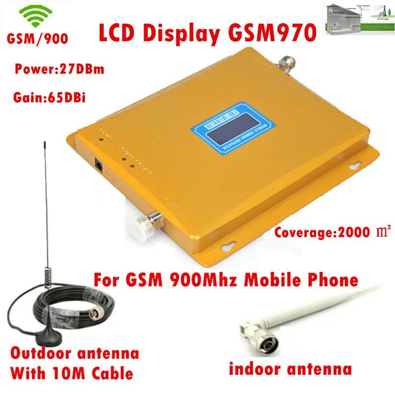 

LCD Display GSM 900Mhz Mobile Phone Signal Booster , GSM970 Signal Repeater , Cell Phone Amplifier With 10m Cable + Antenna