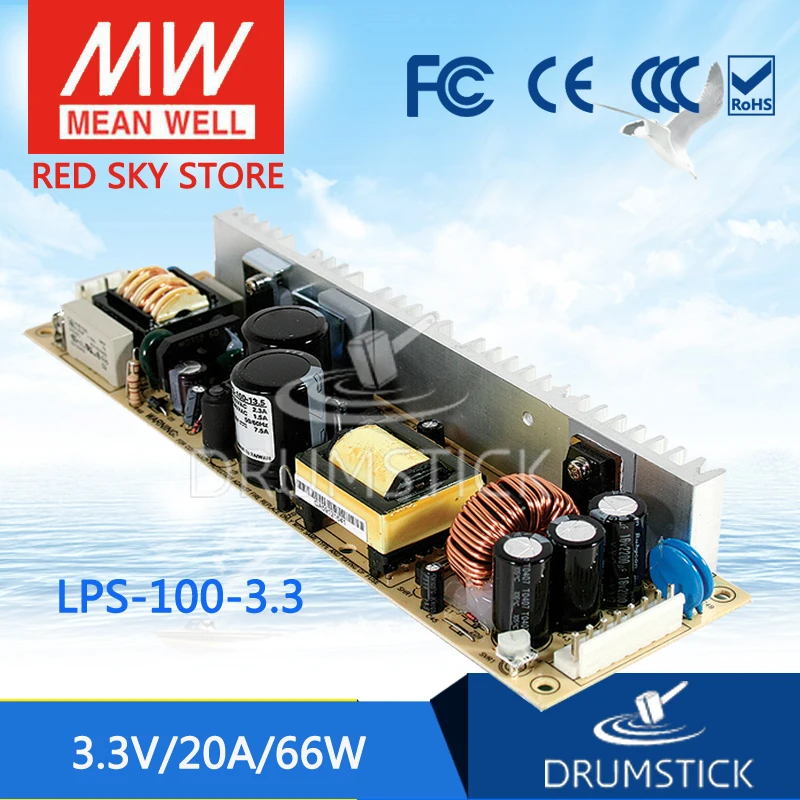

MEAN WELL LPS-100-3.3 3.3V 20A meanwell LPS-100 3.3V 66W Single Output with PFC Function