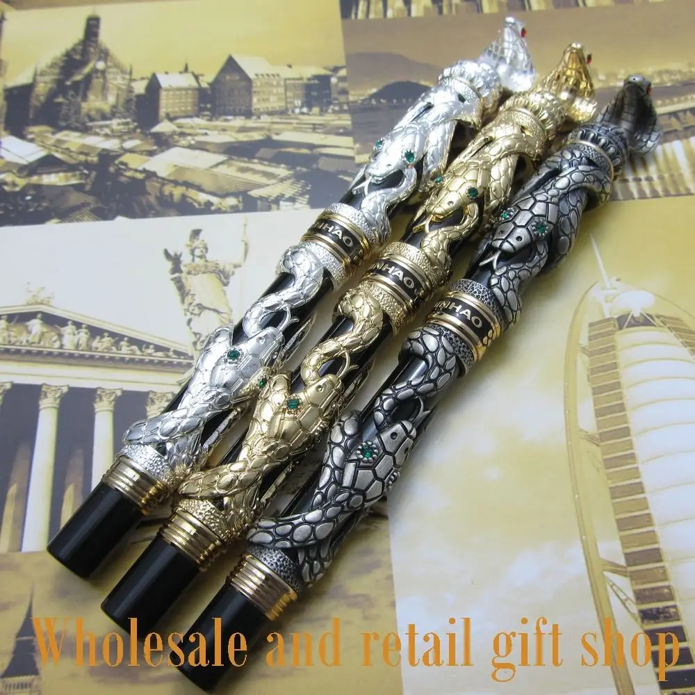 

2pcs high quality black White Gem fountain pen + roller pen Free Shipping