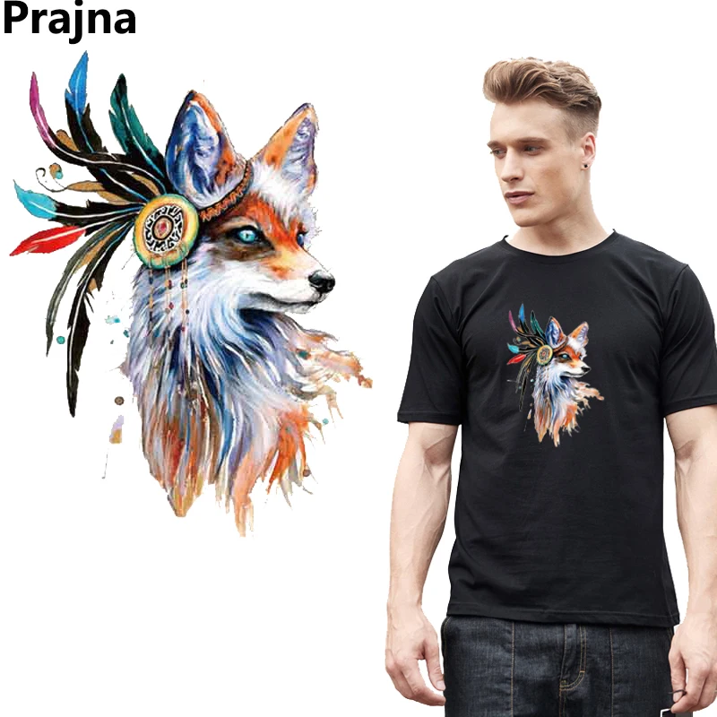 Prajna Ironable Transfer Punk Style Patches Iron On Transfers Animal Fox Patch Cool Cartoon Applique For Biker Clothing Hot Sale | Дом и сад