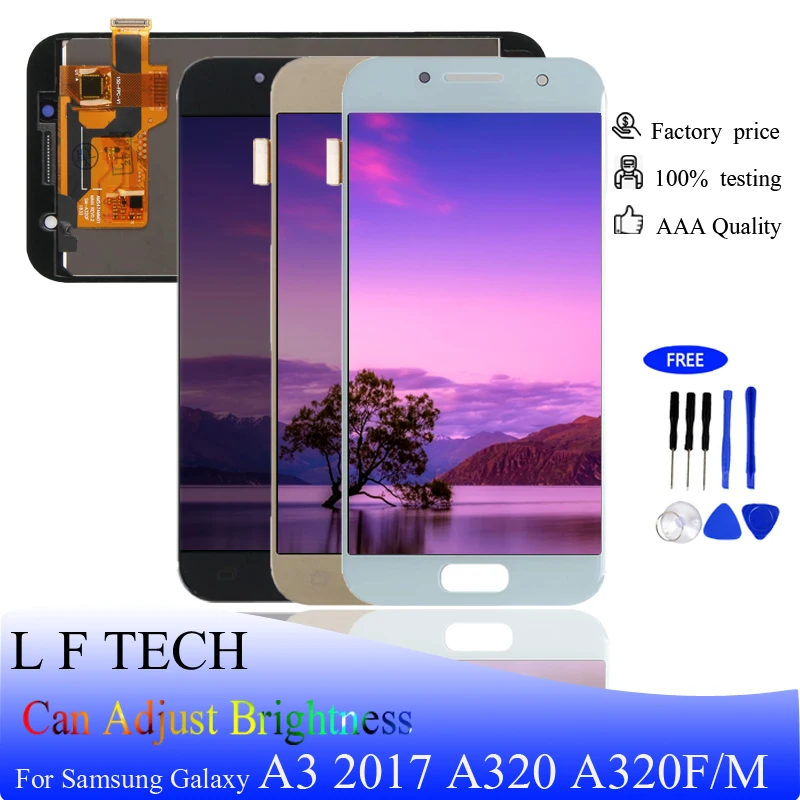 

LCD Display for Samsung Galaxy A3 2017 A320 A320M A320F and Touch Screen Digitizer Assembly Replacement