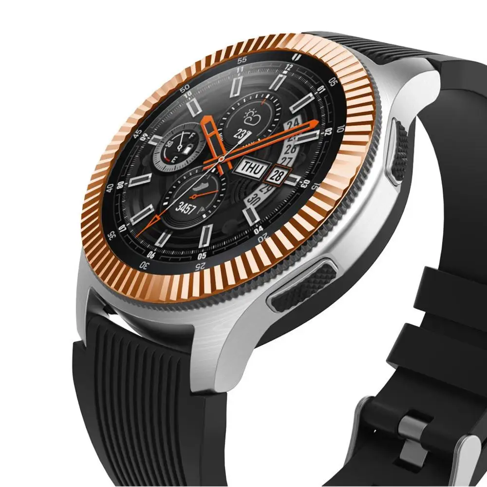 Для samsung Galaxy Watch 46 мм, драгоценный камень кольцо клеющаяся крышка против царапин Металл роскошный стиль часы аксессуары розовое золото Мода