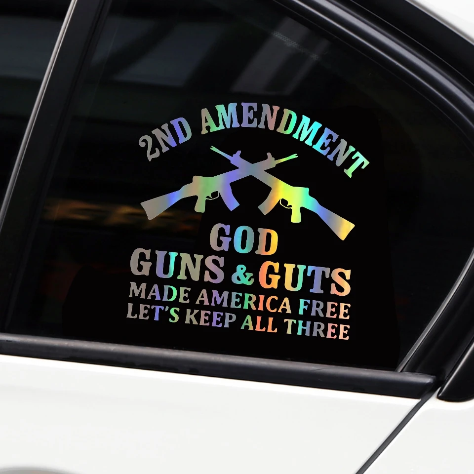 Cunymagos Car Styling 2nd Amendment Dieu Guns & Guts Made America Let's Free Keep All Three Body Stcikers Auto 13.8cm13.5cm  (10)