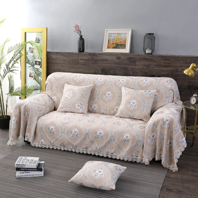Fyjafon Sofa Cover Chenille Dustproof Sofa Cover Printed Couch Covers Multi-size Slipcover