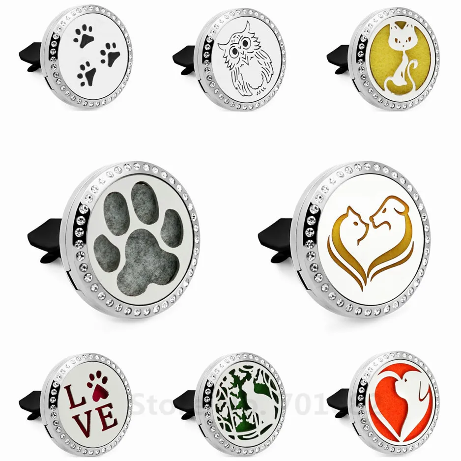 

Dog/Cat/Bear Paw 30mm Stainless Steel Car diffuser Locket Magnetic Essential Oil Diffuser Locket Car High quality