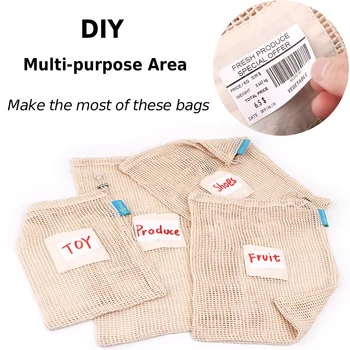 GreeOn Ecological Reusable Vegetable Fruit Bags - Reutilisable Cotton Mesh Cloth - Eco Friendly Zero Waste Produce Storage Bag 2